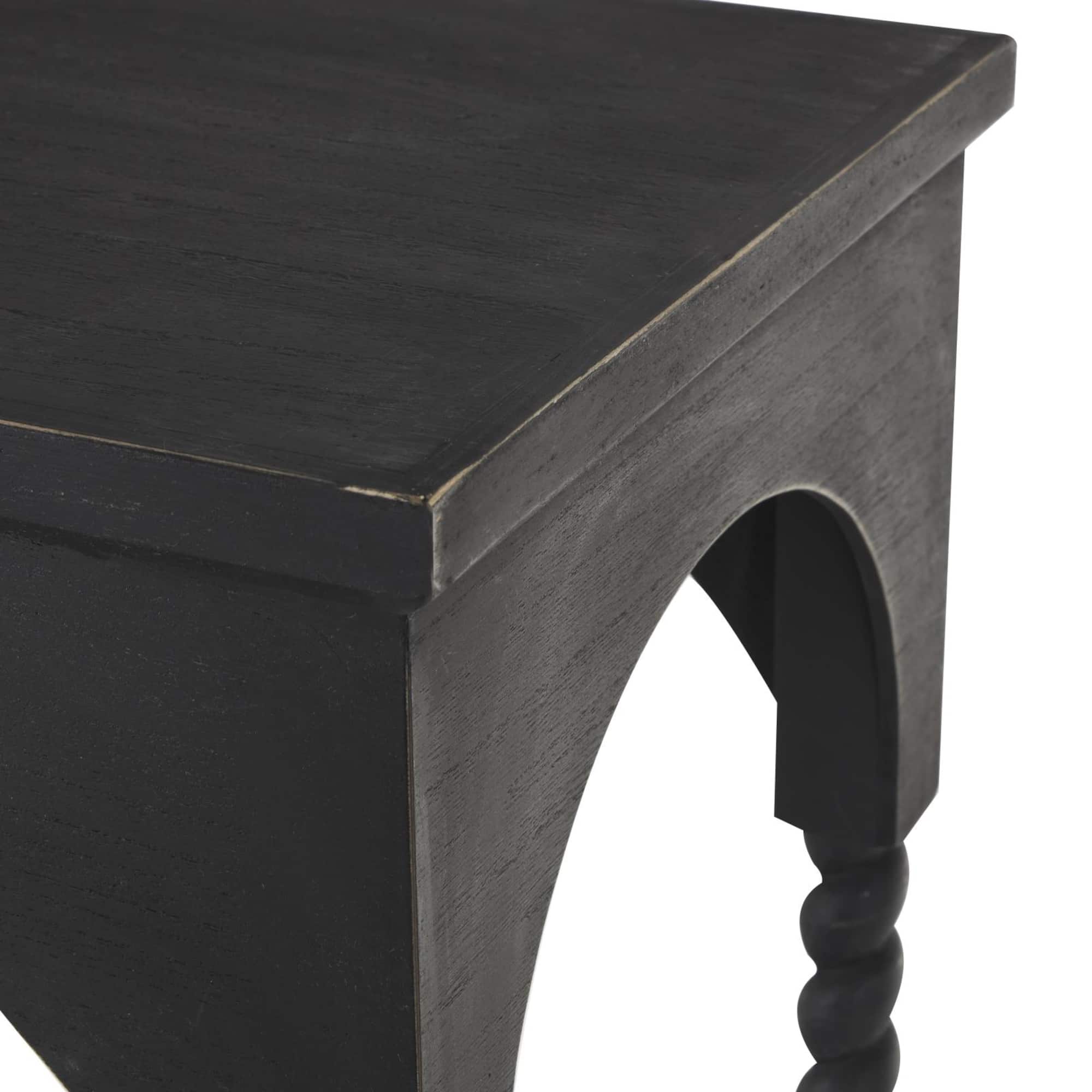 47" Black Wood Arched 1-Shelf Living Room Console Table